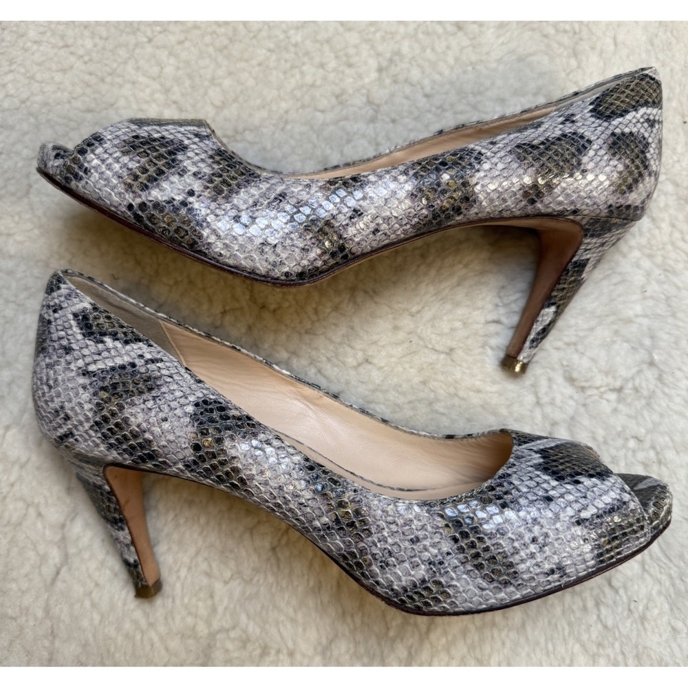 Cole Haan 7.5B Python Embossed Snakeskin Peep Toe Pumps Stiletto Heels Y2K